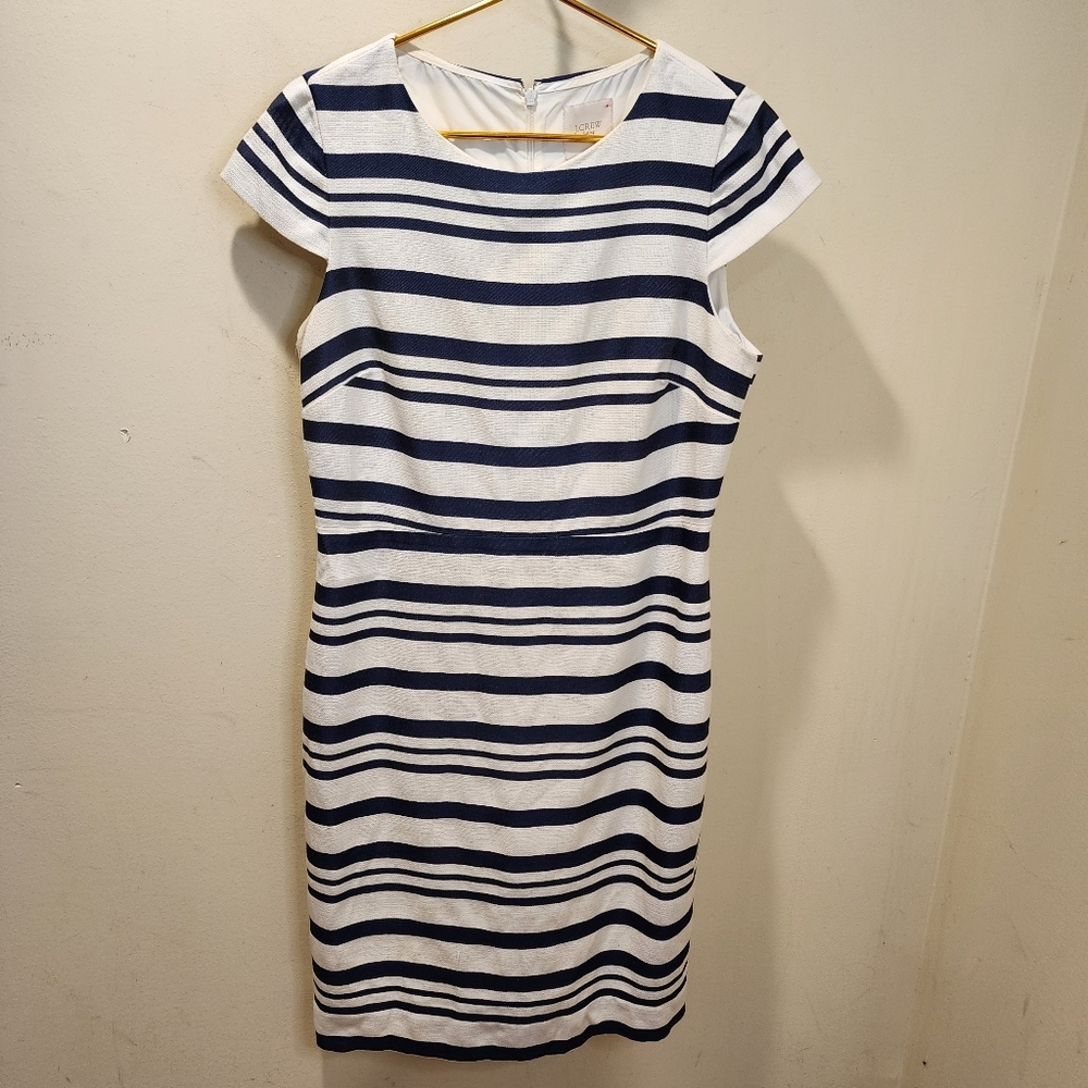 J Crew Striped Navy and White Dress Size 12